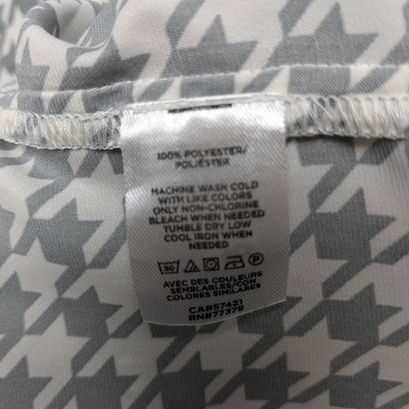 Ann Taylor NWT Houndstooth Polyester Blouse Womens Size Small Gray White - Picture 5 of 5